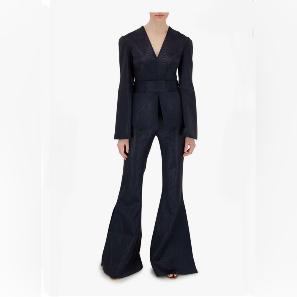 SAFIYAA Navy Embossed Python Side Zip Pant - Picture 3 of 11